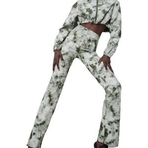 💚Zara Green Tie Dye Stretch Flare